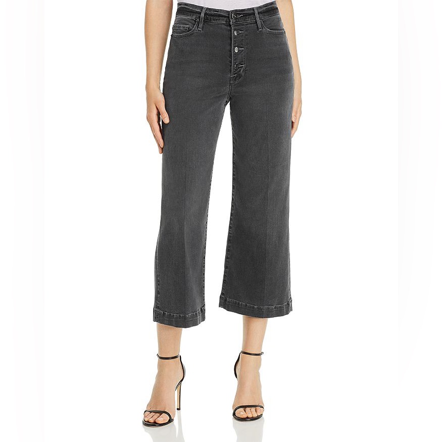 Frame Ali Wide Crop Exposed Buttons Jeans In Noise